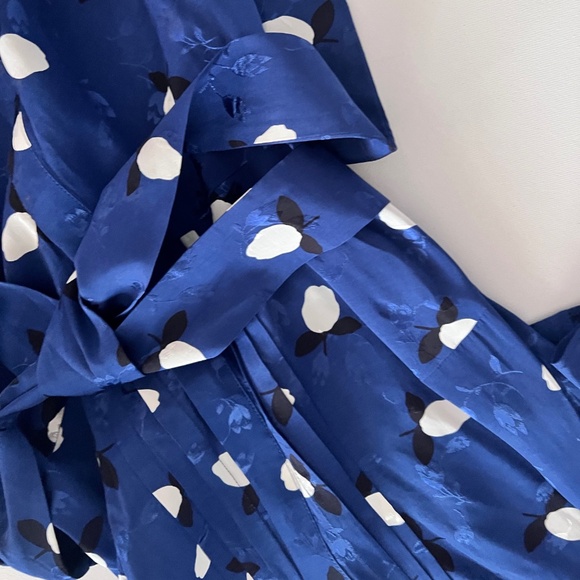 Lauren Ralph Lauren Floral Jacquard Midi Dress Blue/White Size 8 NWT #eventstyle - Picture 7 of 7